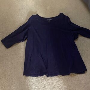 Woman Within Dark Blue Long Sleeve Top